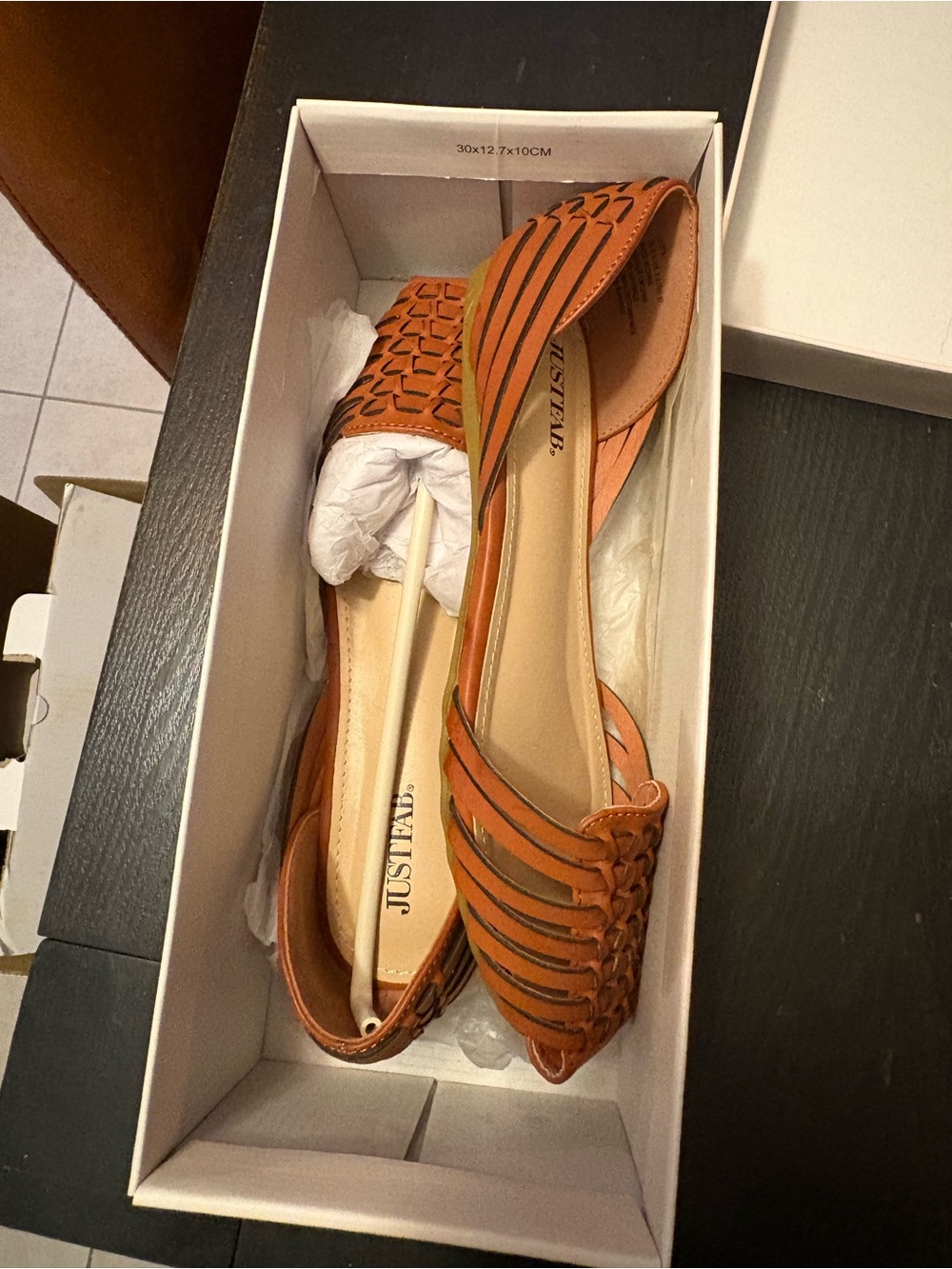JustFab Women's Braided Tan Slip-On Flats